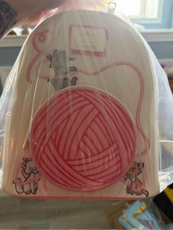 Loungefly Handbags - Loungefly Cream Backpack with Pink Yarn Ball & Aristocats Design